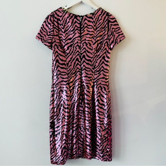 NWT Milly Zebra Sequined Mini Dress Pink/Gold size XS - Picture 3 of 8